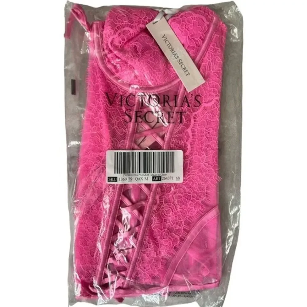 Victoria's Secret Very Sexy Pink Unlined Lace-Up Corset, M
